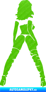 Samolepka Sexy žena a vysoké kozačky pravá 3D karbon zelený kawasaki