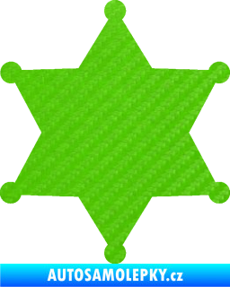 Samolepka Sheriff 002 hvězda 3D karbon zelený kawasaki