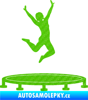 Samolepka Skákání na trampolíně 001 pravá 3D karbon zelený kawasaki