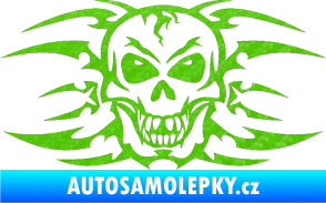 Samolepka Skeleton - lebka 3D karbon zelený kawasaki