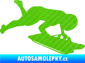 Samolepka Skeleton 002 pravá 3D karbon zelený kawasaki