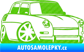 Samolepka Škoda 1000 karikatura pravá 3D karbon zelený kawasaki