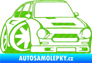 Samolepka Škoda 110r karikatura pravá 3D karbon zelený kawasaki