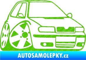 Samolepka Škoda Felicia karikatura pravá 3D karbon zelený kawasaki