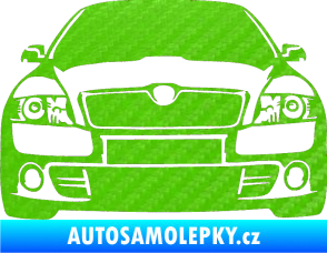 Samolepka Škoda Octavia 2 karikatura  3D karbon zelený kawasaki