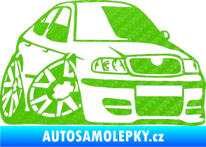 Samolepka Škoda Octavia karikatura pravá 3D karbon zelený kawasaki