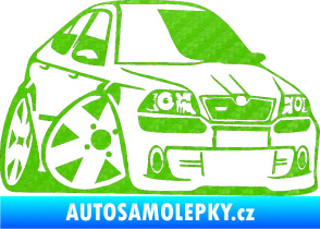 Samolepka Škoda Octavia RS karikatura pravá 3D karbon zelený kawasaki