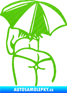 Samolepka Slečna s deštníkem levá 3D karbon zelený kawasaki