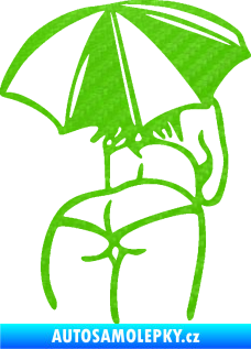 Samolepka Slečna s deštníkem pravá 3D karbon zelený kawasaki