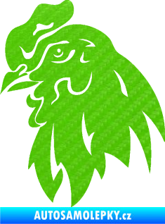 Samolepka Slepička 001 levá hlava 3D karbon zelený kawasaki
