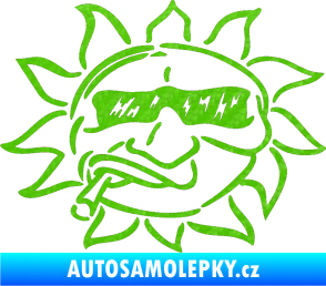 Samolepka Slunce levá 3D karbon zelený kawasaki