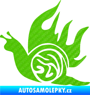 Samolepka Šnek s plameny levá 3D karbon zelený kawasaki