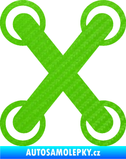 Samolepka Šněrování - záplata  3D karbon zelený kawasaki