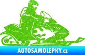 Samolepka Sněžný skútr pravá 3D karbon zelený kawasaki