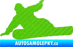 Samolepka Snowboard 001 levá 3D karbon zelený kawasaki