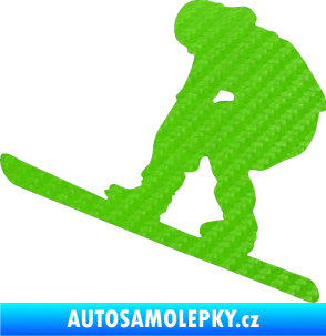 Samolepka Snowboard 002 levá 3D karbon zelený kawasaki