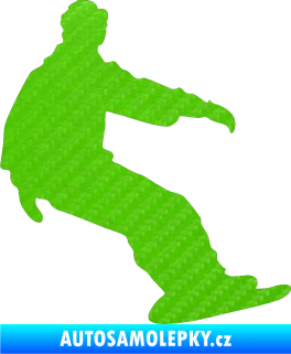 Samolepka Snowboard 006 levá 3D karbon zelený kawasaki