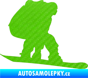 Samolepka Snowboard 010 pravá 3D karbon zelený kawasaki