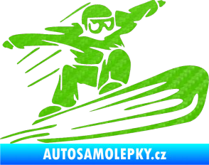 Samolepka Snowboard 014 pravá 3D karbon zelený kawasaki