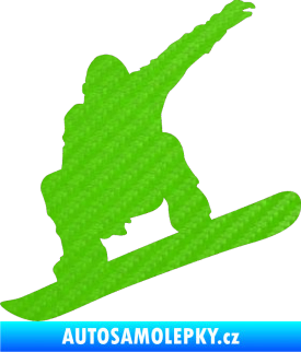 Samolepka Snowboard 021 levá 3D karbon zelený kawasaki