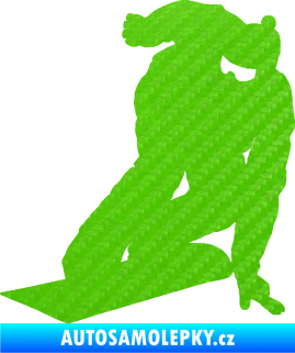 Samolepka Snowboard 023 levá 3D karbon zelený kawasaki