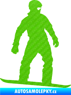 Samolepka Snowboard 024 pravá 3D karbon zelený kawasaki