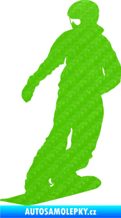 Samolepka Snowboard 026 levá 3D karbon zelený kawasaki