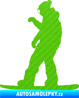 Samolepka Snowboard 028 levá 3D karbon zelený kawasaki