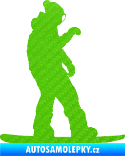 Samolepka Snowboard 028 pravá 3D karbon zelený kawasaki