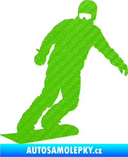 Samolepka Snowboard 029 levá 3D karbon zelený kawasaki