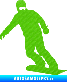 Samolepka Snowboard 029 pravá 3D karbon zelený kawasaki