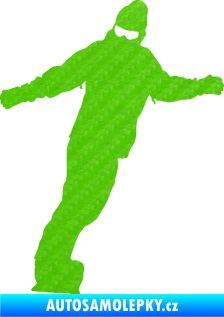Samolepka Snowboard 031 levá 3D karbon zelený kawasaki