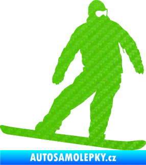 Samolepka Snowboard 034 pravá 3D karbon zelený kawasaki