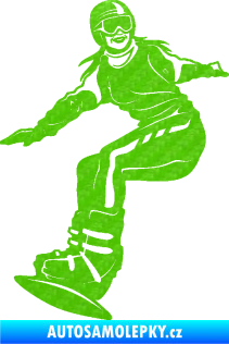 Samolepka Snowboard 035 pravá 3D karbon zelený kawasaki