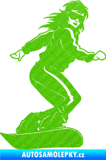 Samolepka Snowboard 036 pravá 3D karbon zelený kawasaki