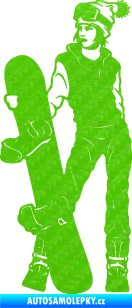 Samolepka Snowboard 037 levá 3D karbon zelený kawasaki