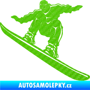 Samolepka Snowboard 038 levá 3D karbon zelený kawasaki