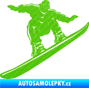 Samolepka Snowboard 038 pravá 3D karbon zelený kawasaki