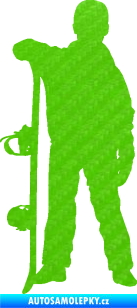 Samolepka Snowboard 039 levá 3D karbon zelený kawasaki