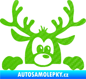 Samolepka Sob 002 pravá vykukuje 3D karbon zelený kawasaki