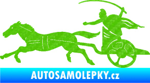 Samolepka Sparťanský bojovník 001 levá bojový vůz s koněm 3D karbon zelený kawasaki