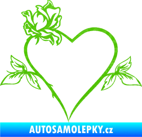 Samolepka Srdce s růží levá 3D karbon zelený kawasaki