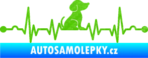 Samolepka Srdeční tep 002 pravá pejsek 3D karbon zelený kawasaki