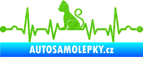 Samolepka Srdeční tep 003 levá kočička 3D karbon zelený kawasaki
