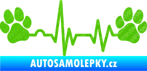Samolepka Srdeční tep 004 tlapky 3D karbon zelený kawasaki