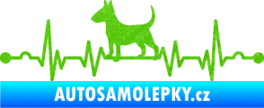 Samolepka Srdeční tep 008 levá pes bulteriér 3D karbon zelený kawasaki