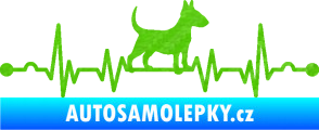 Samolepka Srdeční tep 008 pravá pes bulteriér 3D karbon zelený kawasaki