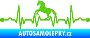 Samolepka Srdeční tep 010 levá  koník 3D karbon zelený kawasaki