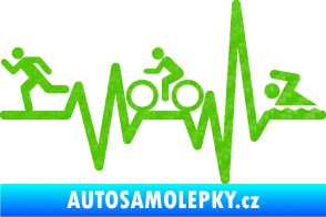 Samolepka Srdeční tep 012 levá triatlon 3D karbon zelený kawasaki
