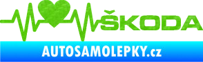 Samolepka Srdeční tep 025 pravá škoda 3D karbon zelený kawasaki